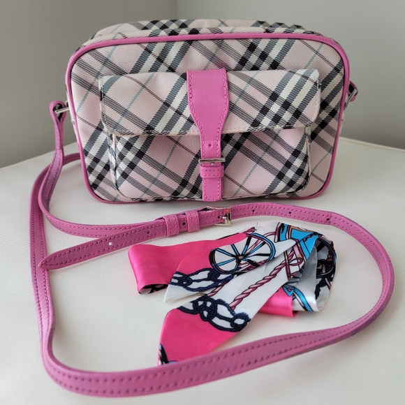 ✅️Firm!✅️ Authentic Burberry Pink Checkered Crossbody Bag - Picture 1 of 13